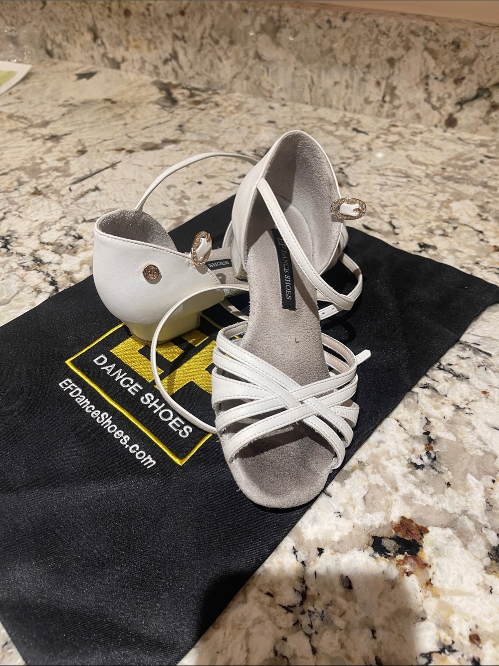 Girls ballroom Latin dance shoes White Strappy Heel Sandals